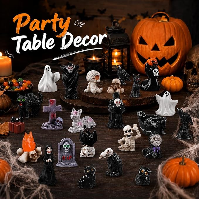 DIYDEC 60pcs Halloween Resin Miniatures Mini Resin Ghost Skull Figures to Hide - Image 2