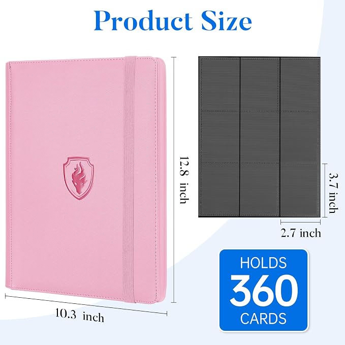 Premium 9 Pocket Card Binder for 360 Cards, Fabmaker PU Cover Trading Card - Image 6