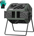 THEGROW'ING Updated 43 Gallon Compost Bin Outdoor, Fast Assemble Tumbling Composter, Dual Chamber Composter Tumbler, Rotating Compost Bin for Outside, Backyard, Garden and Yard, Green