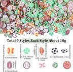 SUNNYCLUE 90G Polymer Clay Slices Ball Cabochon Mini Football Rugby Baseball - Image 2