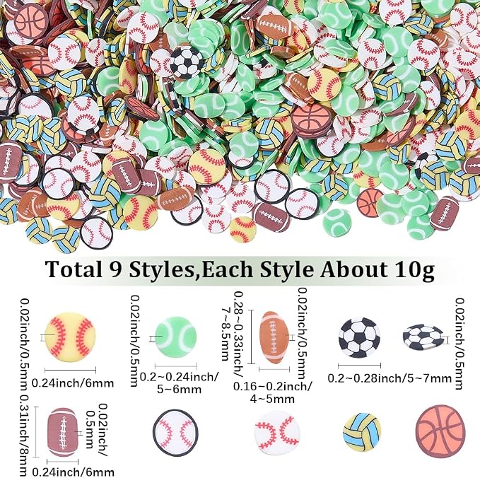 SUNNYCLUE 90G Polymer Clay Slices Ball Cabochon Mini Football Rugby Baseball - Image 2