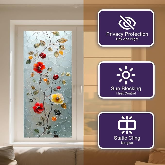 IVN Stained Glass Window Film Privacy Window Film Static Cling Window Film - Image 9