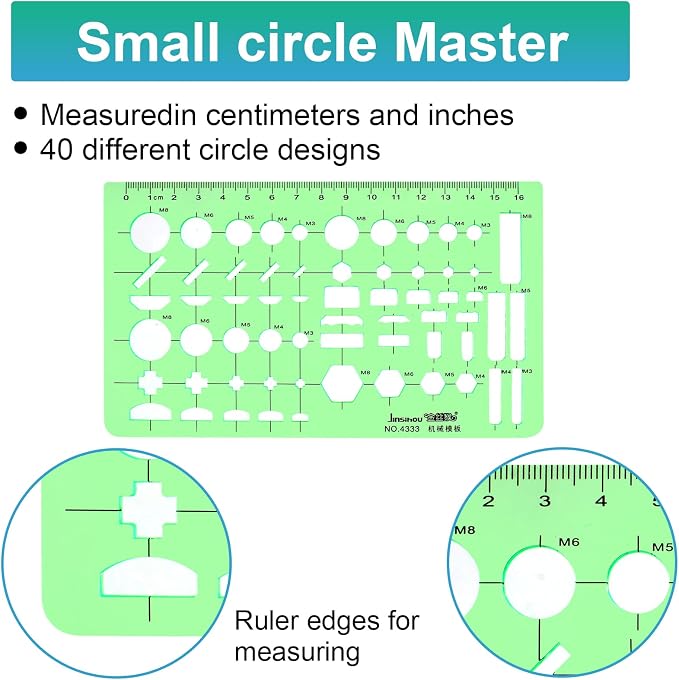11PCS Geometric Drawings Templates, Drafting Stencils Measuring Tools, - Image 7