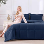 CozyLux King Size Comforter Set Navy Blue - Image 7