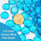 2LB Ocean Blue Flat Glass Marbles - Image 2