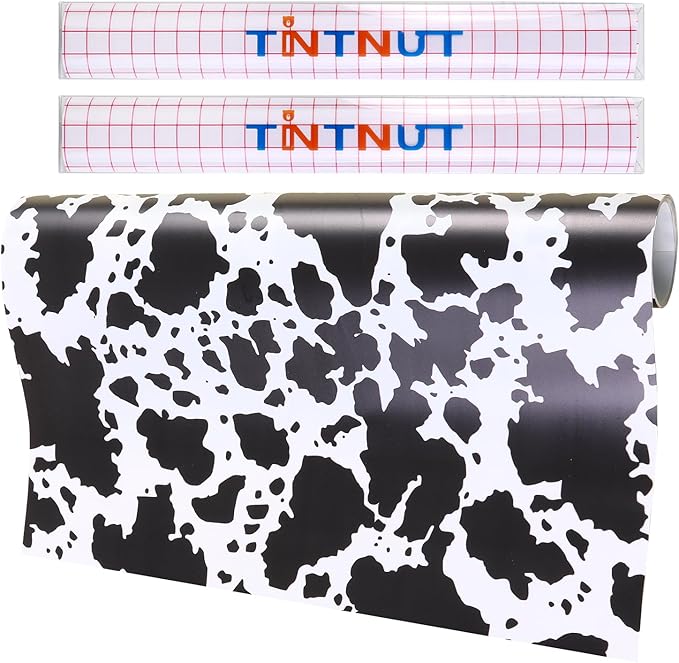 Tintnut Cow Spots Permanent Vinyl Roll 12in x 5ft Cowhide Adhesive Vinyl | by Tintnut