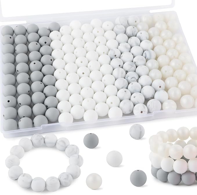 160Pcs Silicone Beads 12mm Mix Color, Bulk Silicone Beads 12mm by Kovict