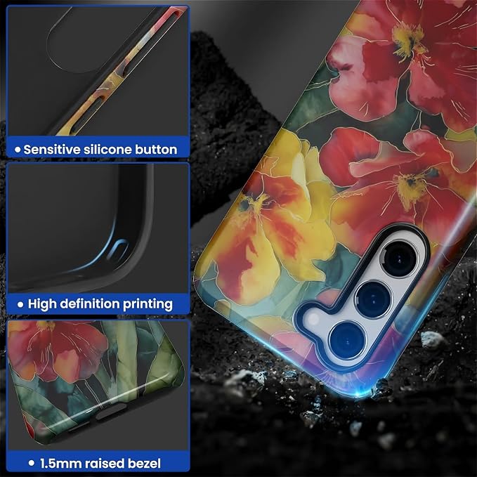 Case for Samsung Galaxy S23 Case, Vintage Floral Girly Design Hybrid Dual - Image 4