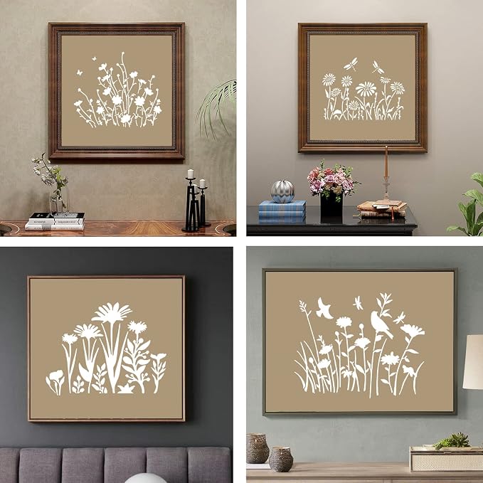 16 Pieces Wildflower Stencils for Painting, Reusable Small Spring Wild Flower - Image 7