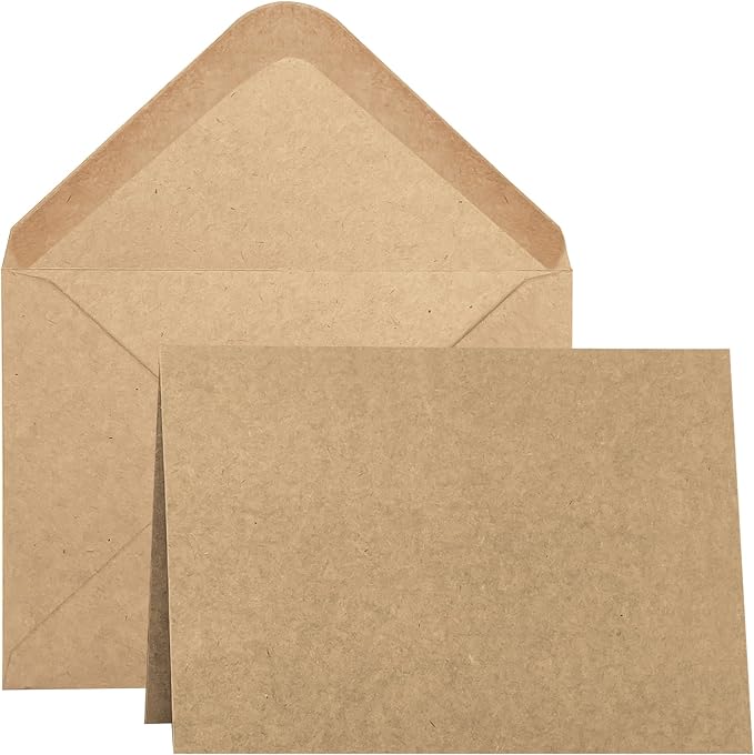 Blank Cards and Envelopes 5x7 inches, 50 Pack Brown Blank Note Cards Greeting by Sylroal
