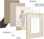 Boho 5x7 Picture Frame Woven Rattan Photo Frame | Bohemian Rustic Carved Design - Image 5