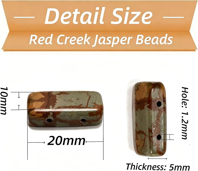 10x20mm Red Creek Stone Rectangle Gemstone Beads Jewelry Making | 20Pcs Natural - Image 3