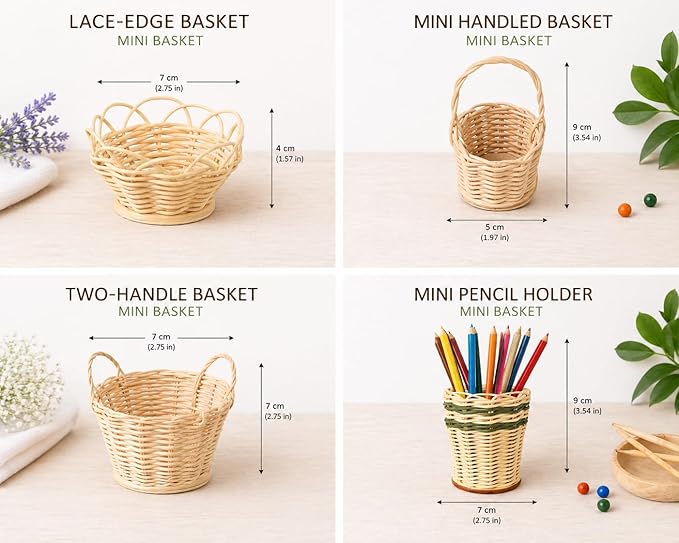 PEDDIG SHOP Mini Basket Weaving Kit – 4 Piece DIY Rattan Basket Craft Set - Image 2