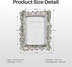 Cuspin 5x7 Picture Frame Silver Frames, Vintage Elegant Palm Leaves Textured - Image 6