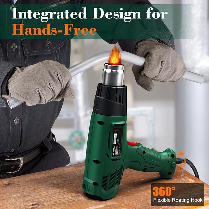 Heat Gun, Heavy Duty Hot Air Gun Kit Dual Temperature Settings 572℉~932℉ - Image 5