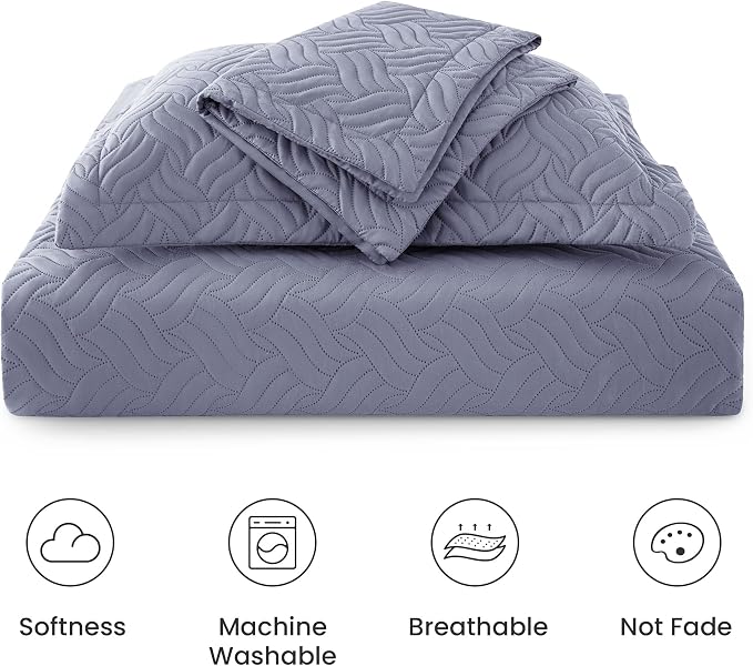 Love's cabin Quilts for Full Bed Bluish Grey Bedspreads Bedding Set - Image 6