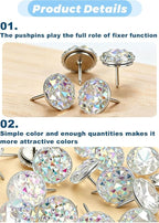40 Diamond Pins Set, Decorative Push Thumbtacks - Image 3