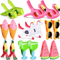 Rtteri 16 Pcs Beach Towel Clips for Beach Chairs Cute Towel Holder Cruise Clothes Pins for Lounge Chair Patio Pool, Assorted Style(Bright)