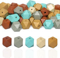 Geometric Wooden Beads 20mm Polygon Wooden Loose Spacer Beads by woodeni