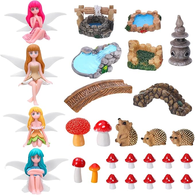 28Pcs Fairy Garden Accessories, Miniature Garden Ornaments Landscape by GGSTDDUP