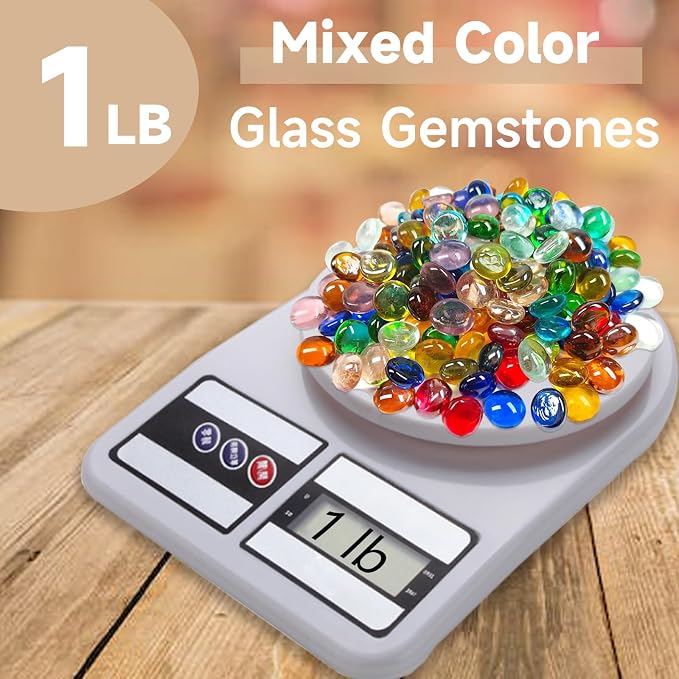 1LB Mini Glass Gems, Mixed Colour Mancala Stones Flat Bottom Marble Beads - Image 8