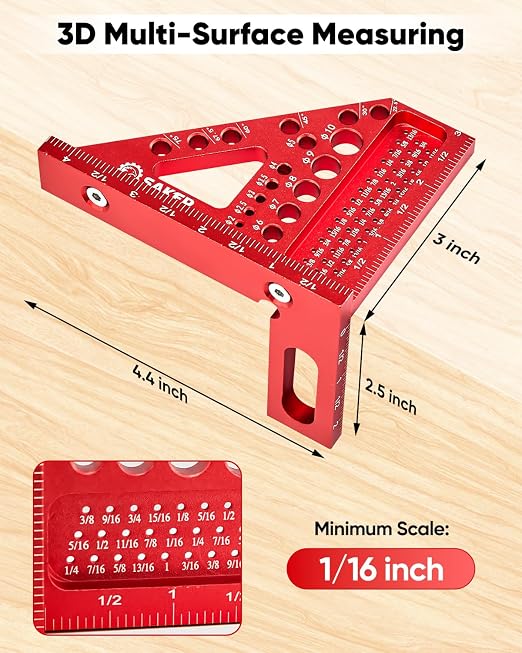 Saker 3D Multi-Angle Measuring Square Ruler, Aluminum Alloy Carpenter Square - Image 9