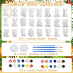 Yamgqus 24 Pcs Paint Your Own Plaster Jungle Animals Painting Kit, DIY Ceramic - Image 2