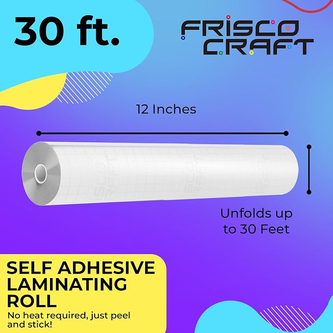 Frisco Craft Matte Clear Self Adhesive Laminating Roll 12" x 30 ft | Self - Image 2