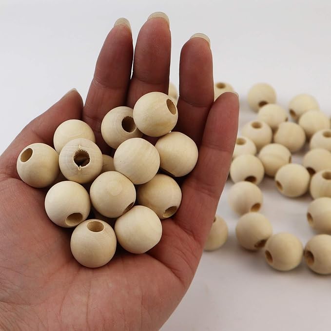 100pcs 15mm Natural Wood Beads Unfinished Round Wooden Loose Beads Wood Spacer - Image 6