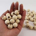 100pcs 15mm Natural Wood Beads Unfinished Round Wooden Loose Beads Wood Spacer - Image 6
