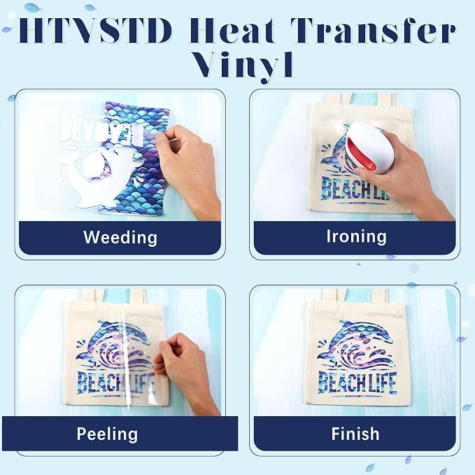 HTVSTD Fish Scale HTV Heat Transfer Vinyl 12 Sheets 12×10in Iron on Vinyl | - Image 3