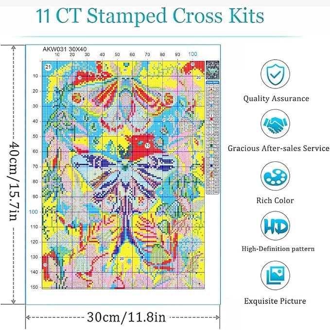 Eiazuiks Stamping Cross Stitch Kit, Flower Counting Cross Stitch Kit - Image 7