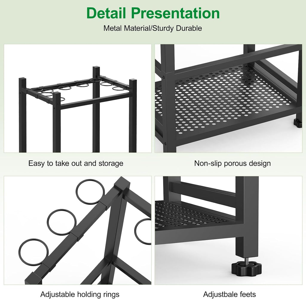 Dirza Garden Tool Organizer,Yard Tool Organizer for Garage Organization and Storage,Garden Tool Rack with 9 Loops for Garage, Shed, Outdoor,Easy Take Out and Storage,Will NOT tip over