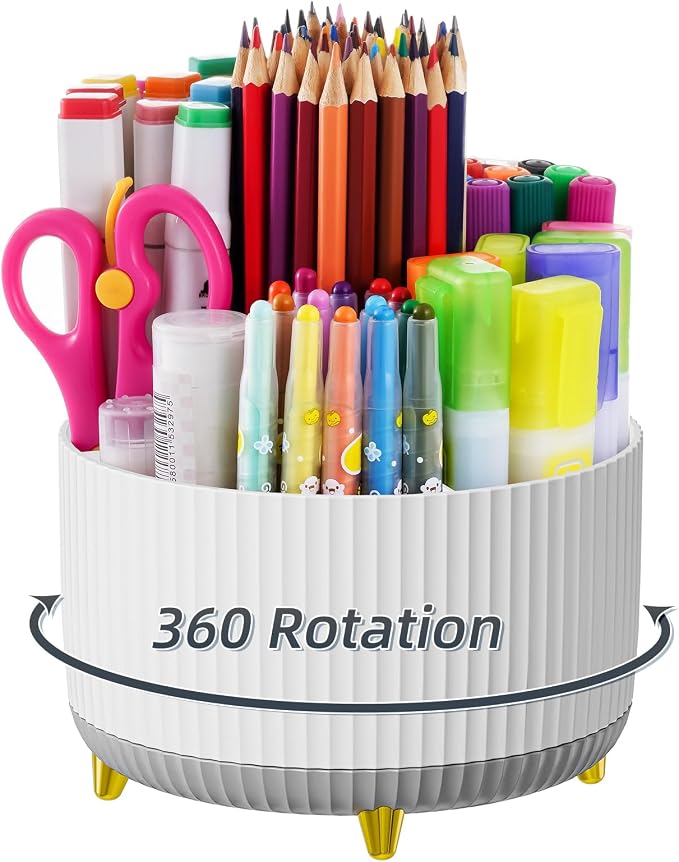 Marbrasse Desk Organizer, 360-Degree Rotating Pen Holder, Desk Organizers and by Marbrasse