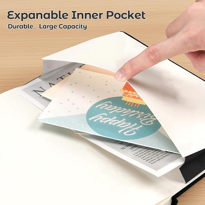 College Ruled Notebook, 5 Pack A5 Hardcover Leather Notebook - Image 4