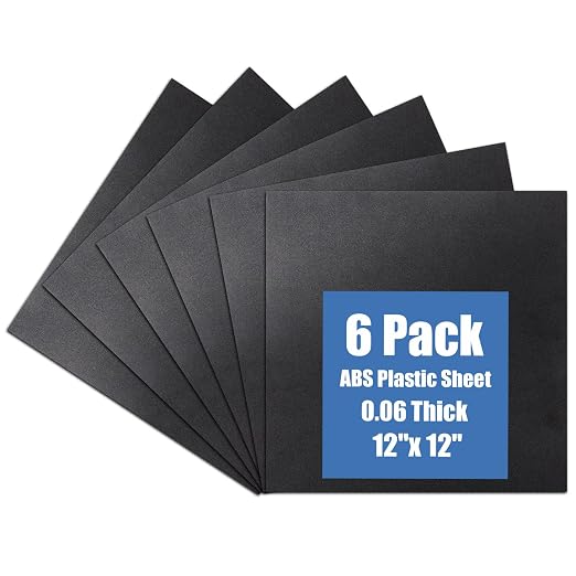 Plastic Sheet 12" x 12" x 0.06", Abs Plastic Sheets 6 Pack by KINLINK