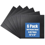 Plastic Sheet 12" x 12" x 0.06", Abs Plastic Sheets 6 Pack by KINLINK