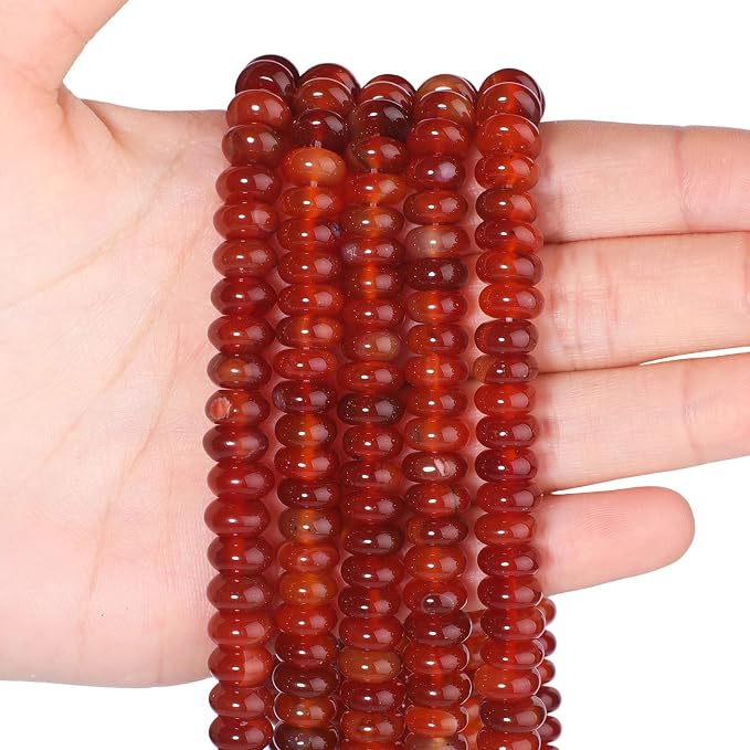 Songxi 5x8mm Natural Red Agate Stone Rondelle Beads, Gemstone by SongXi