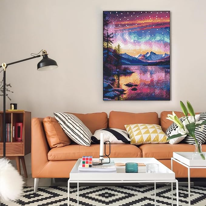 Offito Aurora Diamond Art Kits for Adults, 5D Starry Sky Lake Diamond Painting - Image 7