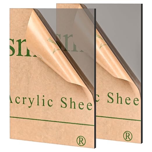 Lesnlok Gray Acrylic Sheets 1/8 inch Thick 3mm 2 Pack 8 x 10 Clear Plexiglass by Lesnlok