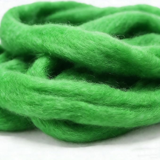 3.4oz Felting Wool Jolly Green, Needle Felting Wool, Wool Roving - Image 3