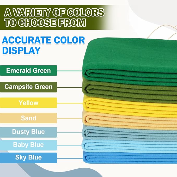 XSEINO Campsite Green Large Felt Fabric 36" X 36 ", 1.4 mm Thick Soft Felt - Image 5