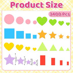 3400Pcs Foam Stickers Foam Shape Stickers Heart Star Square Geometric Sticker - Image 2