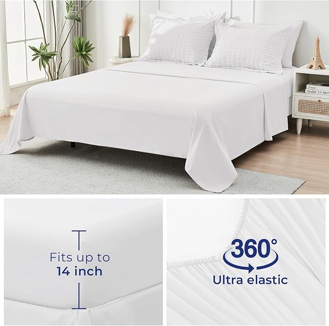 HYMOKEGE White Twin Comforter Set Seersucker 5 Pieces, All Season Luxury Bed in - Image 7