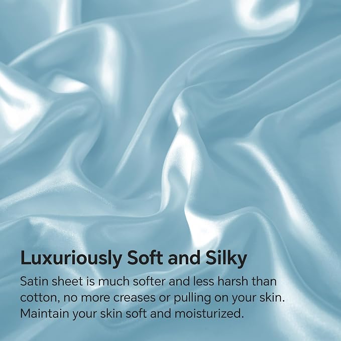 BEDELITE Satin Fitted Sheet and Pillowcases Set, Soft Similar to Silk Bottom - Image 3
