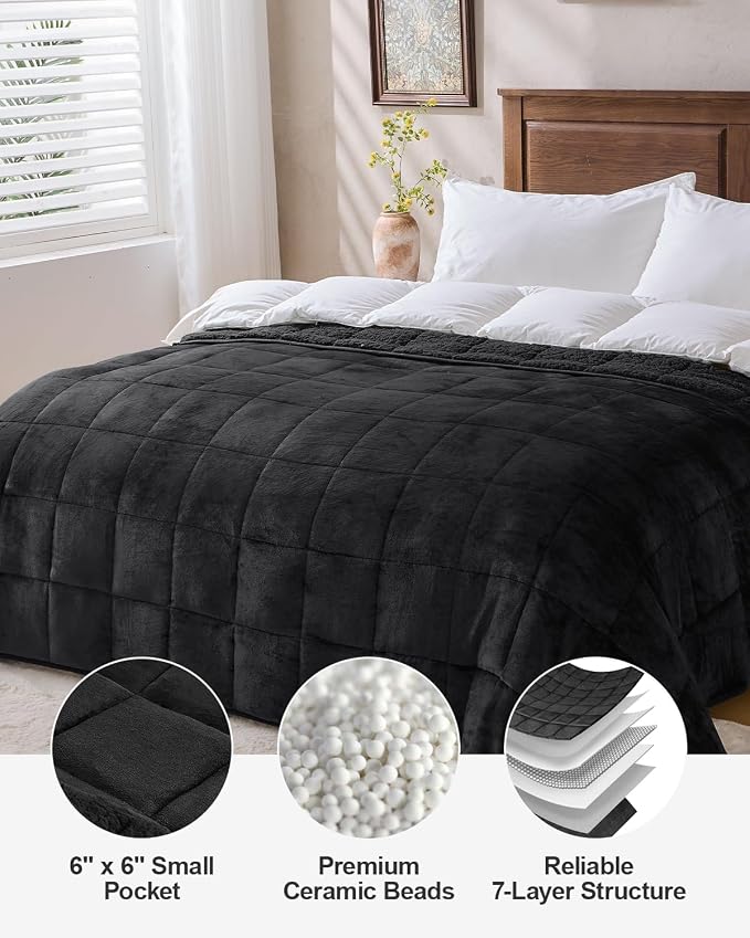 Super Fuzzy Soft Sherpa Fleece Weighted Blanket, 15 lbs Dual Sided Fluffy Heavy - Image 8