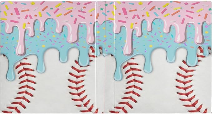 Baseball Red White Stripe Pattern Round Ring Binders 1.5 Inch Ice Cream 3 Ring - Image 2