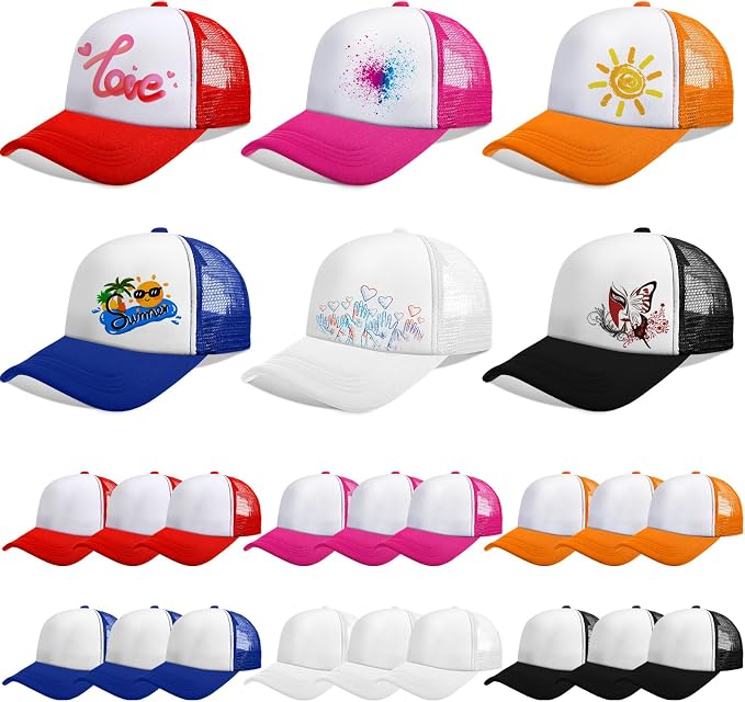 Vabean 24 Pack Sublimation Blank Cap Trucker Mesh Cap Unisex Plain Blank by Vabean