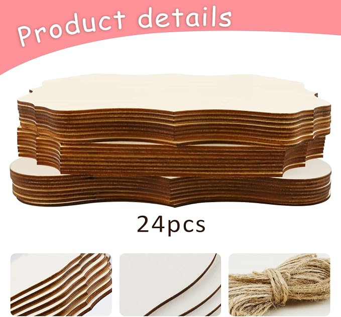 FSWCCK 24 Pieces Unfinished Hanging Wood Sign Blank - Image 5