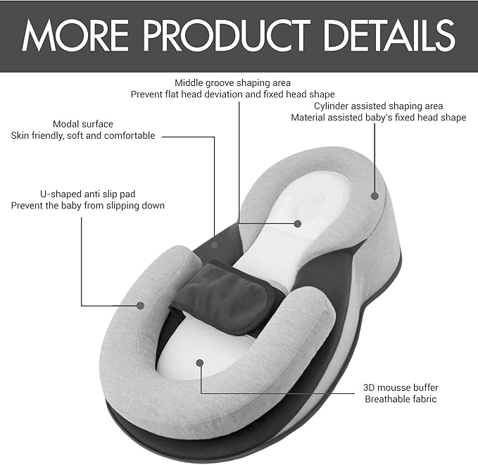 Baby Lounger Pillow, Rest Nest Bassinet Snuggle wih Safety Strap Breastfeeding Pillow for Bottle Feeding Tummy Time